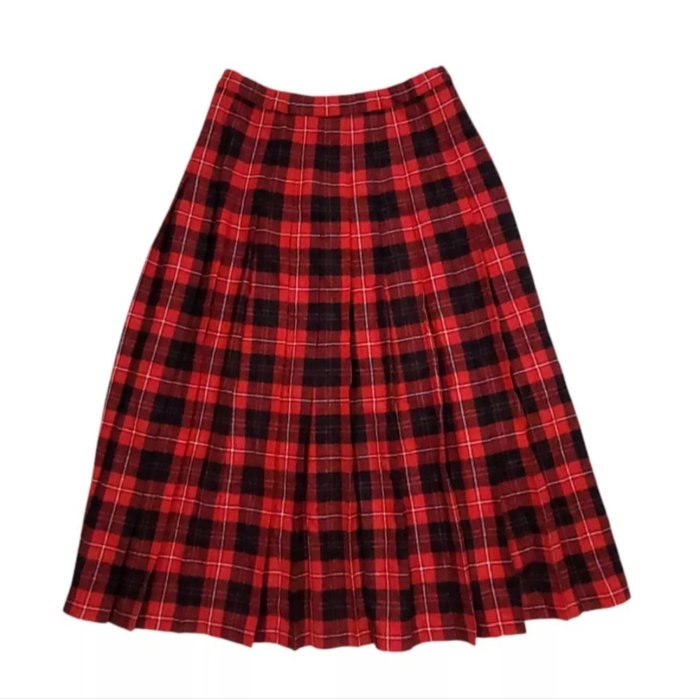 Pendleton Red and Black Plaid Midi Skirt